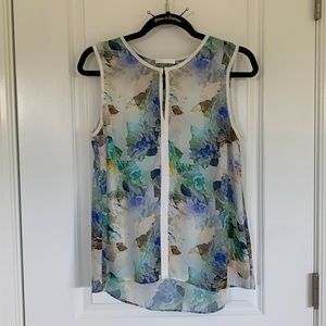 Sleeveless High Low Floral Top